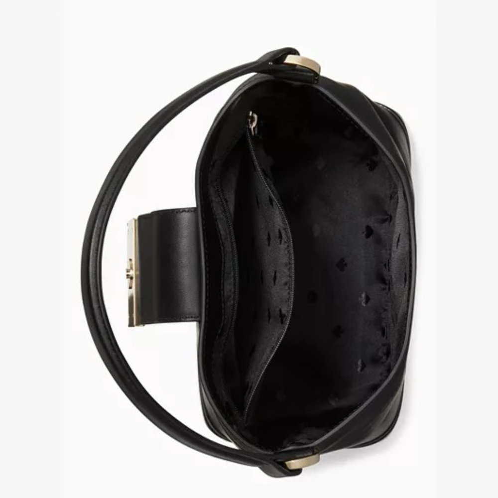 NWT Kate Spade Reegan Bucket Bag Smooth Leather - Black/Gold $459 Retail - Picture 3 of 12